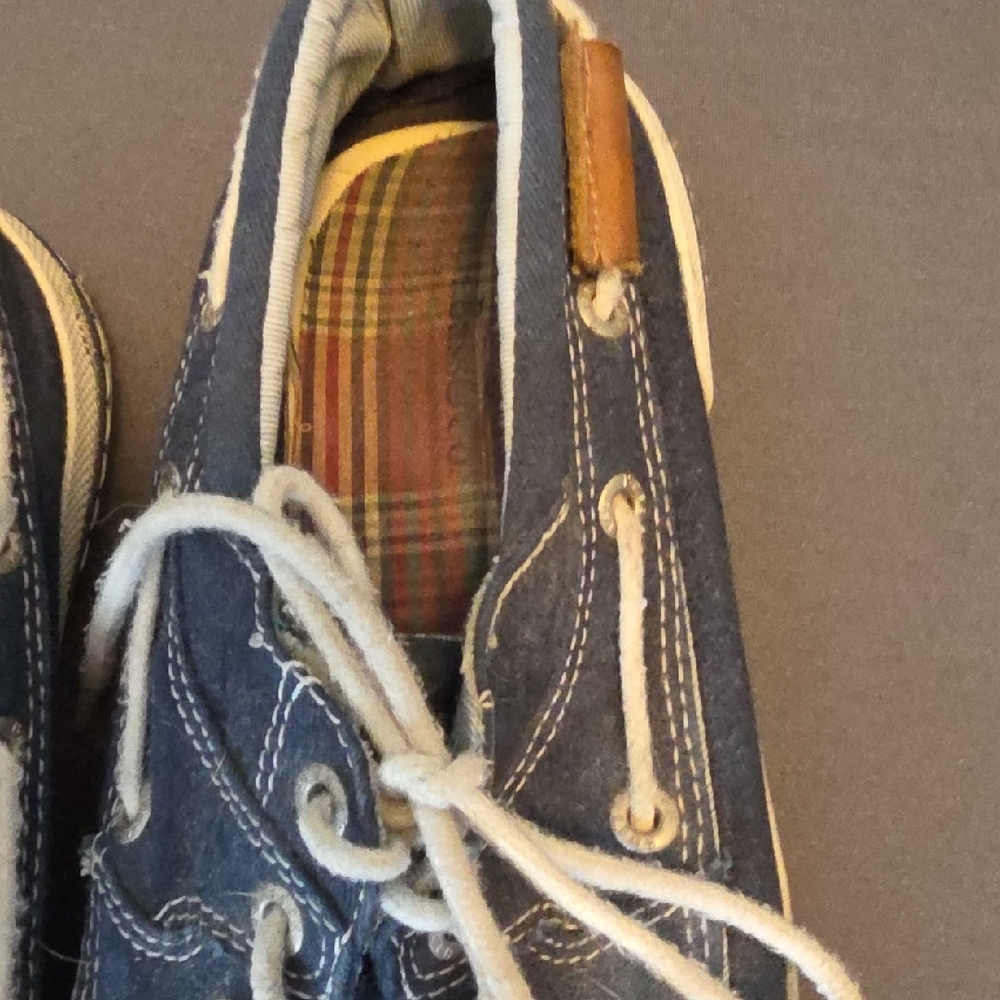 G.H. Bass & Co. Navy Canvas Boat Shoes with White Laces - Picture 3 of 5